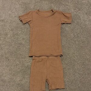 Avama Tan Ribbed Baby Outfit